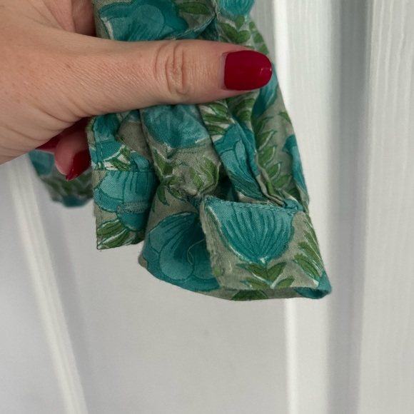 FRANCES BLOUSE - FRIDA BLUE GREEN ORGANIC - Picture 6 of 7